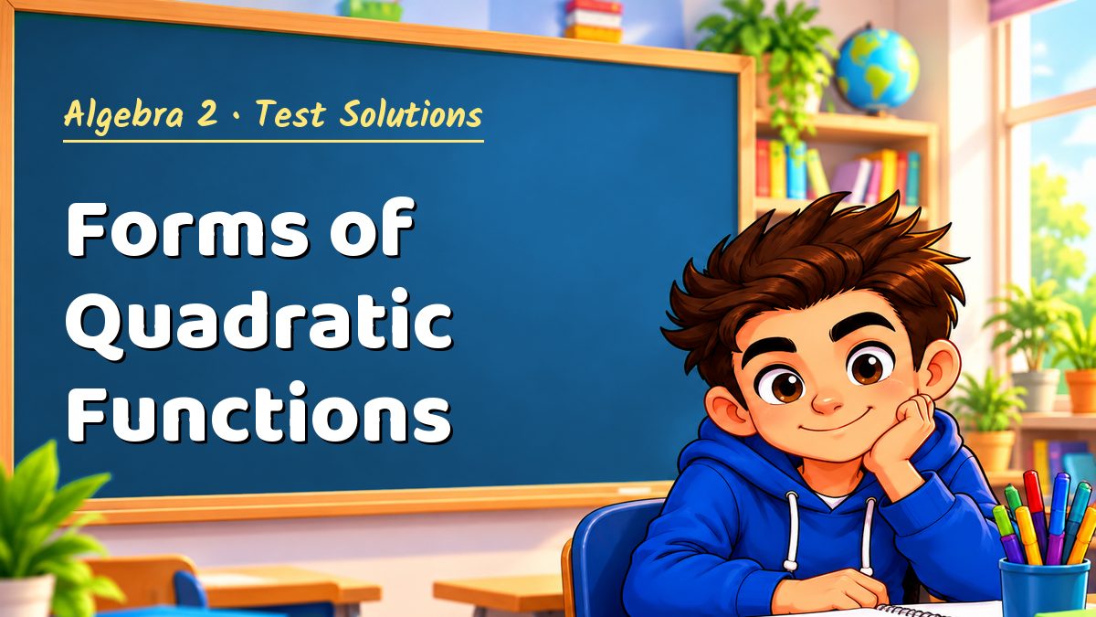 Algebra 2 math test solutions: Forms of Quadratic Functions – Maths PDF