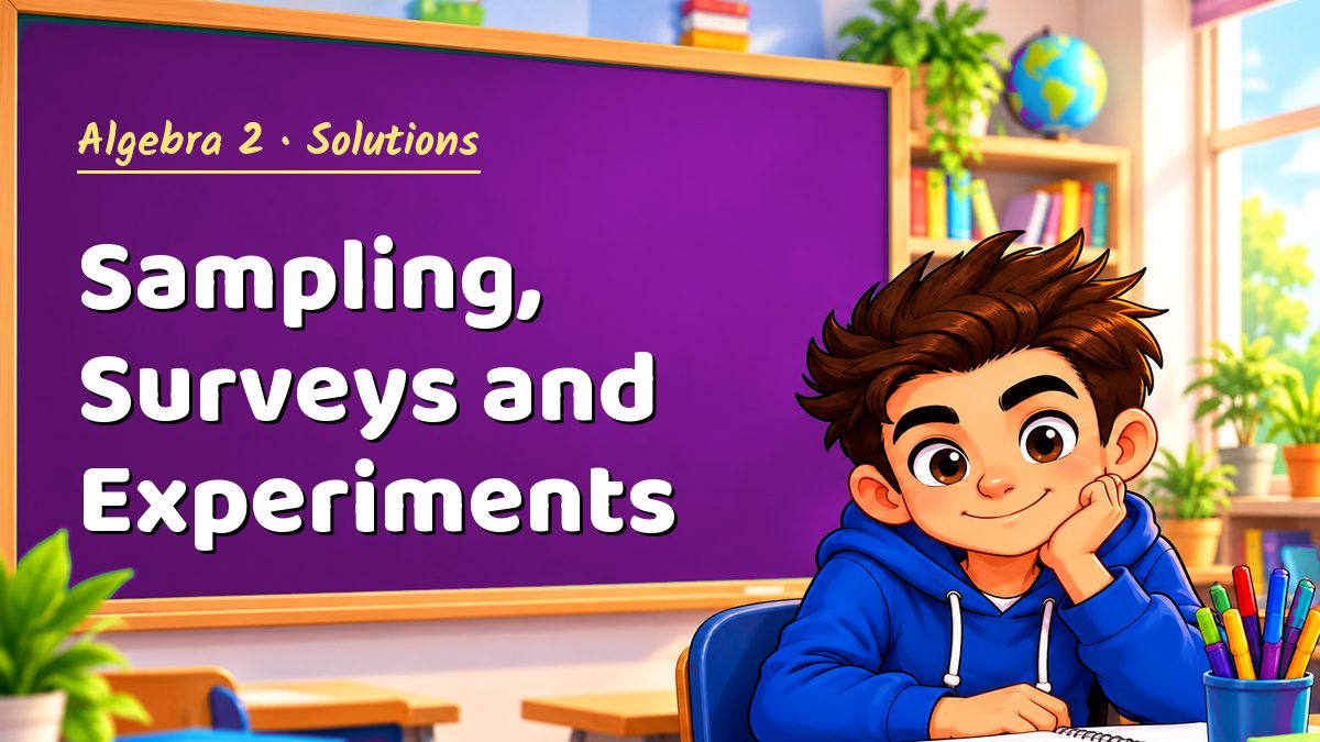 Algebra 2 math worksheet solutions: Sampling, Surveys and Experiments – Maths PDF