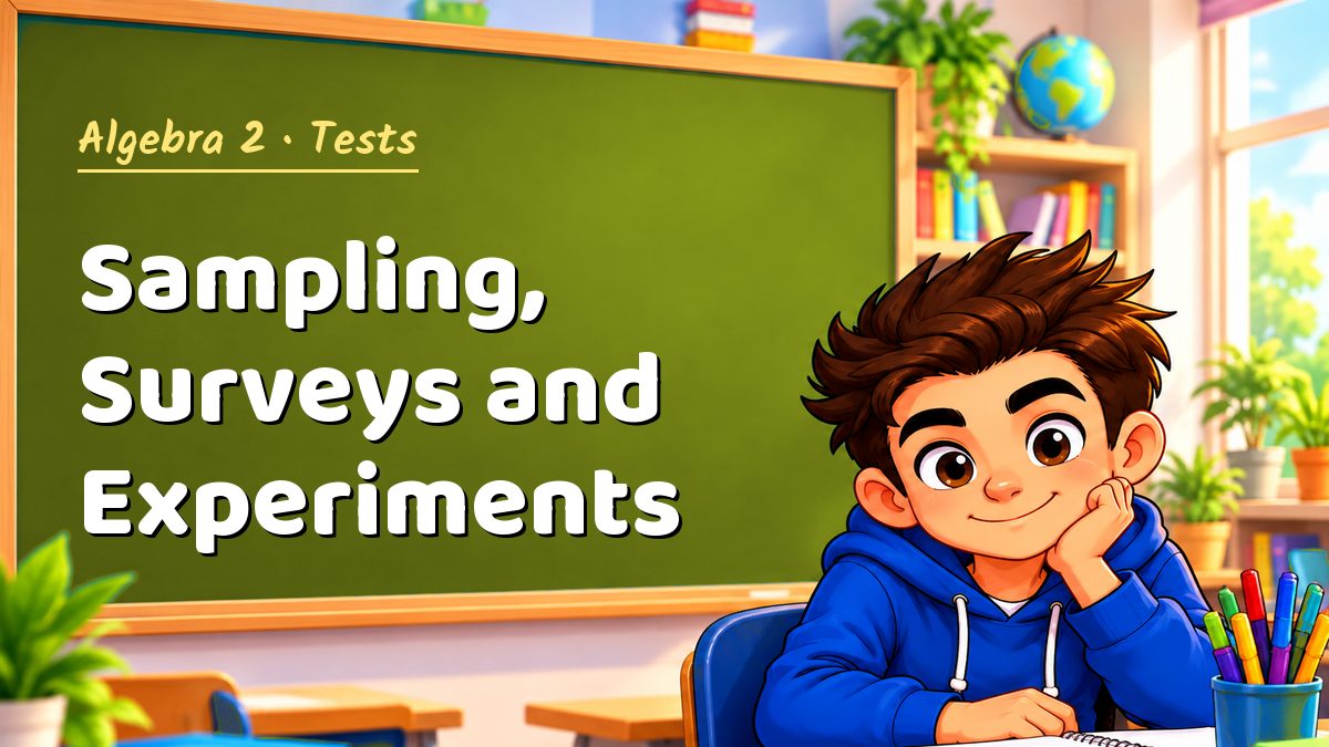 Algebra 2 math test: Sampling, Surveys and Experiments – Maths PDF