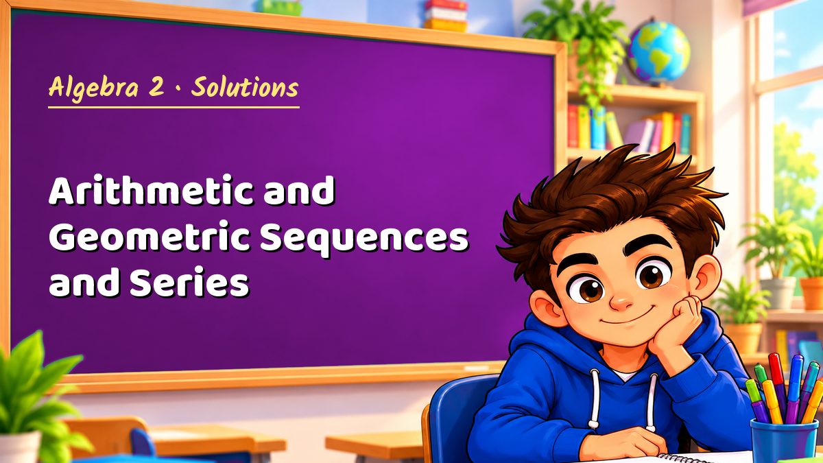 Algebra 2 math worksheet solutions: Arithmetic and Geometric Sequences and Series – Maths PDF