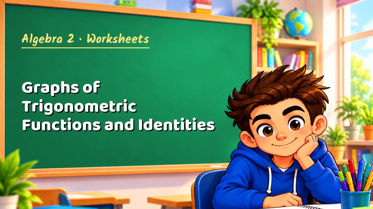Algebra 2 math worksheet: Graphs of Trigonometric Functions and Identities – Maths PDF
