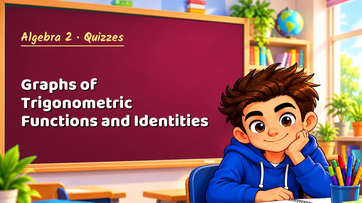Algebra 2 math quiz: Graphs of Trigonometric Functions and Identities – Maths PDF