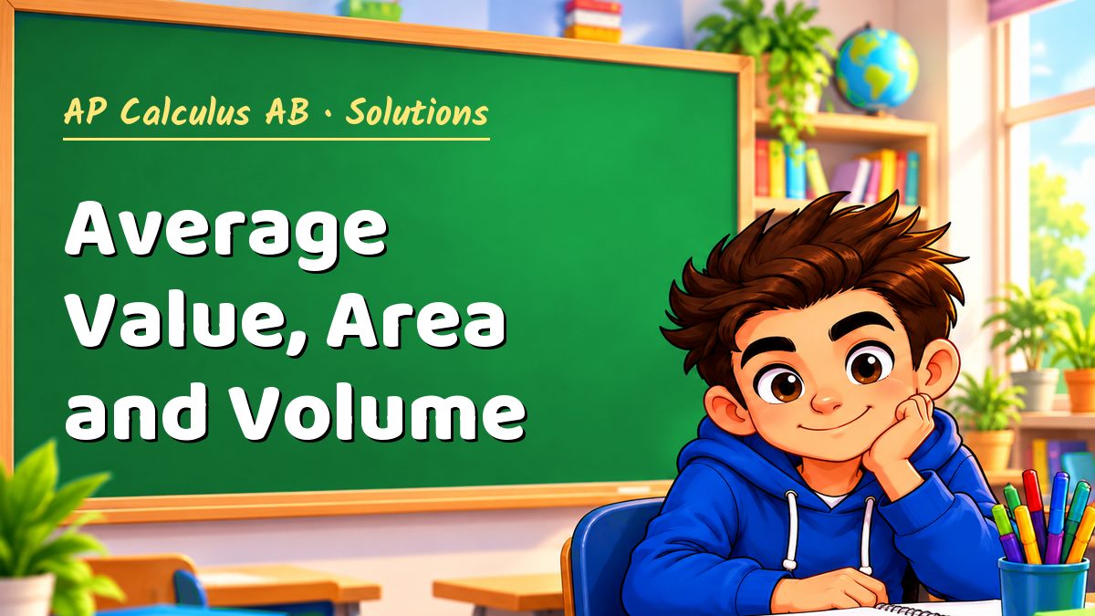 AP Calculus AB math worksheet solutions: Average Value, Area and Volume – Maths PDF