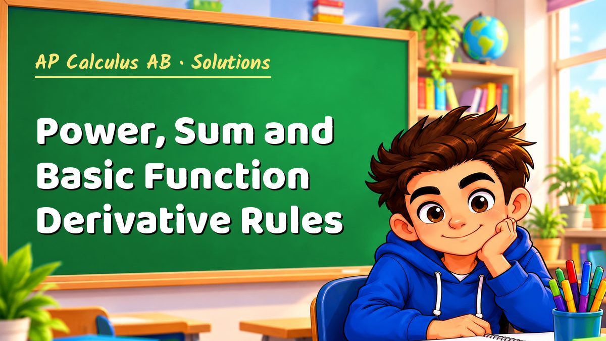 AP Calculus AB math worksheet solutions: Power, Sum and Basic Function Derivative Rules – Maths PDF