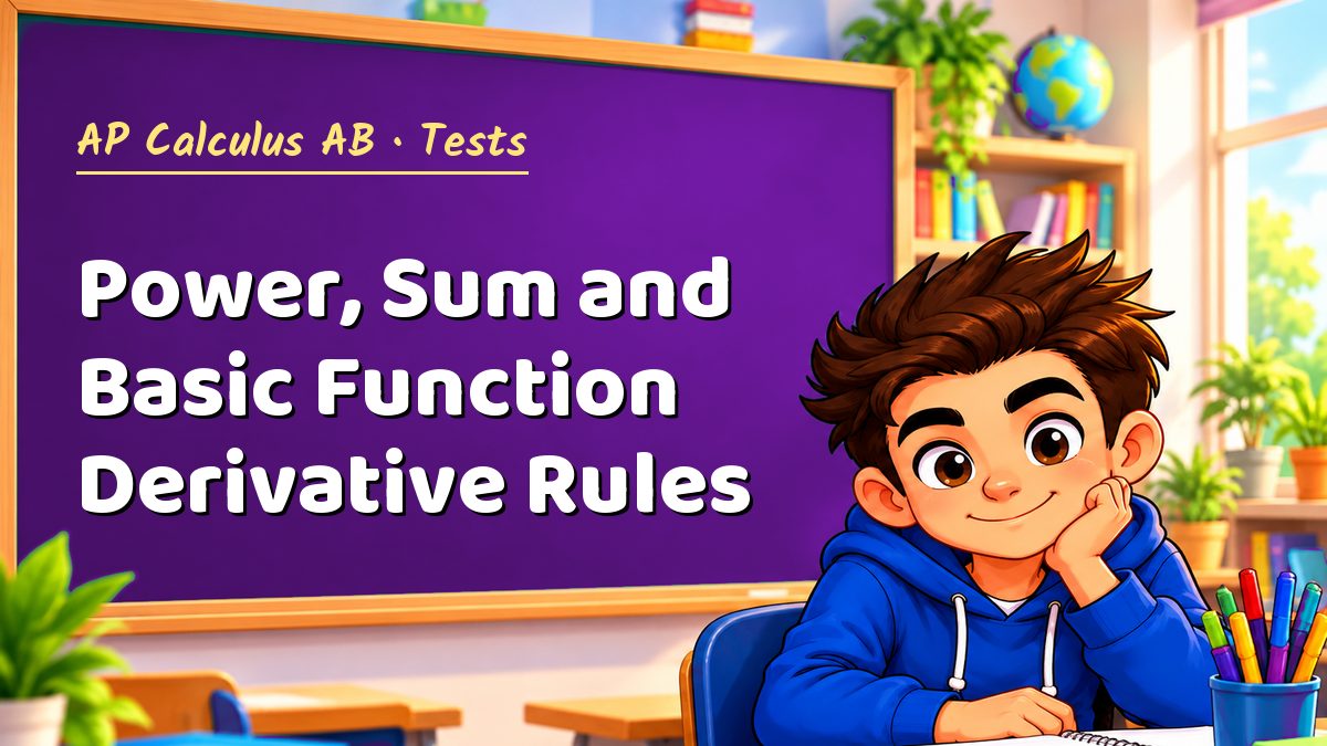 AP Calculus AB math test: Power, Sum and Basic Function Derivative Rules – Maths PDF