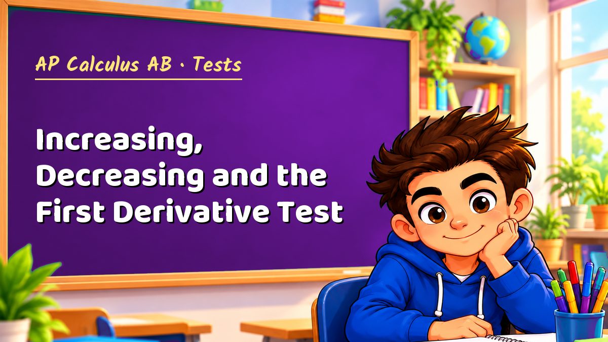 AP Calculus AB math test: Increasing, Decreasing and the First Derivative Test – Maths PDF