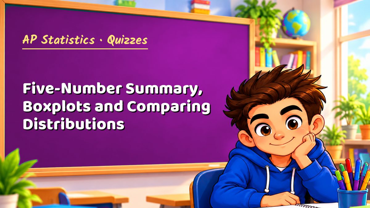 AP Statistics math quiz: Five-Number Summary, Boxplots and Comparing Distributions – Maths PDF