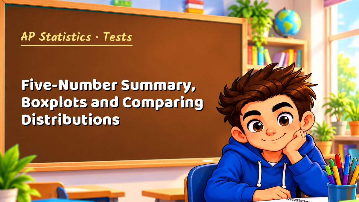 AP Statistics math test: Five-Number Summary, Boxplots and Comparing Distributions – Maths PDF