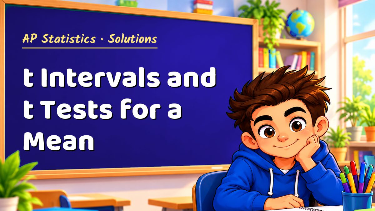 AP Statistics math worksheet solutions: t Intervals and t Tests for a Mean – Maths PDF