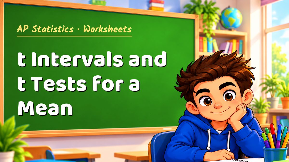 AP Statistics math worksheet: t Intervals and t Tests for a Mean – Maths PDF