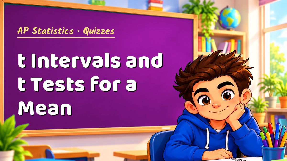 AP Statistics math quiz: t Intervals and t Tests for a Mean – Maths PDF
