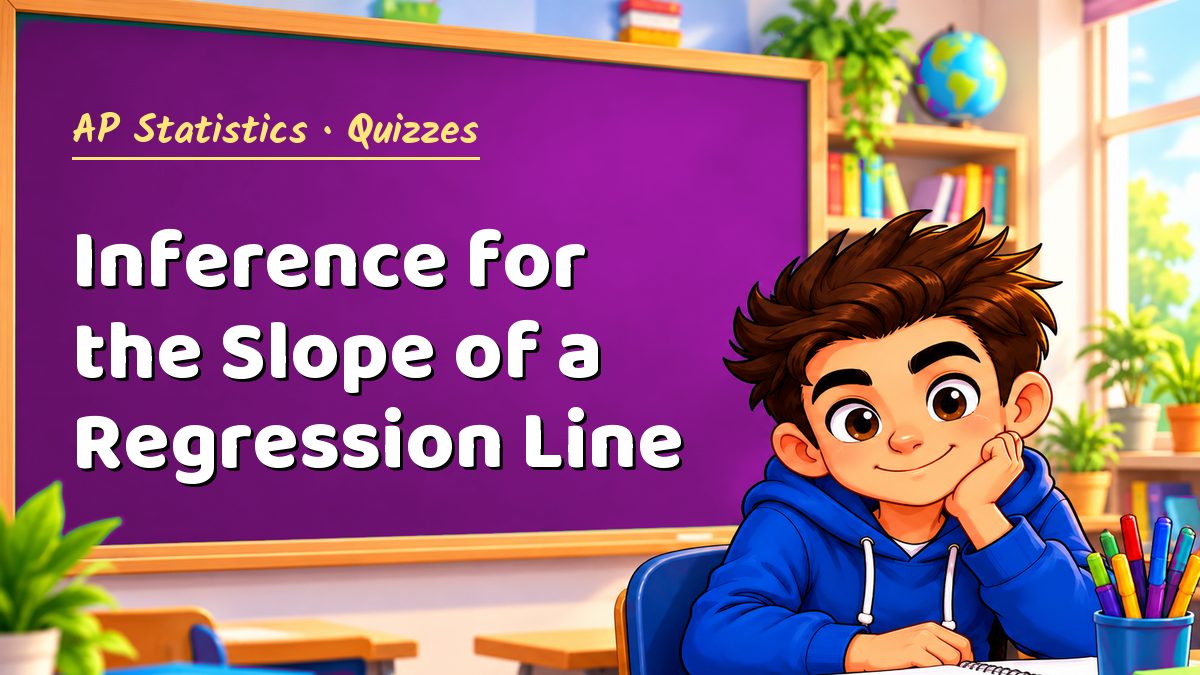 AP Statistics math quiz: Inference for the Slope of a Regression Line – Maths PDF