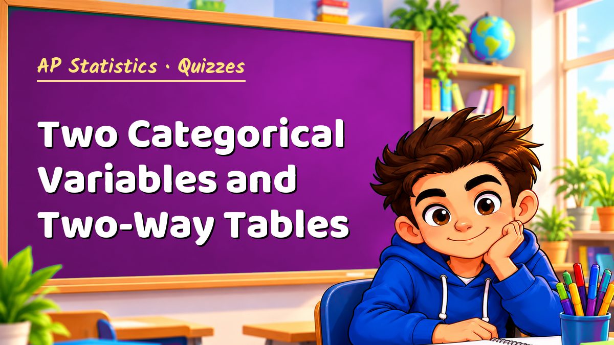 AP Statistics math quiz: Two Categorical Variables and Two-Way Tables – Maths PDF
