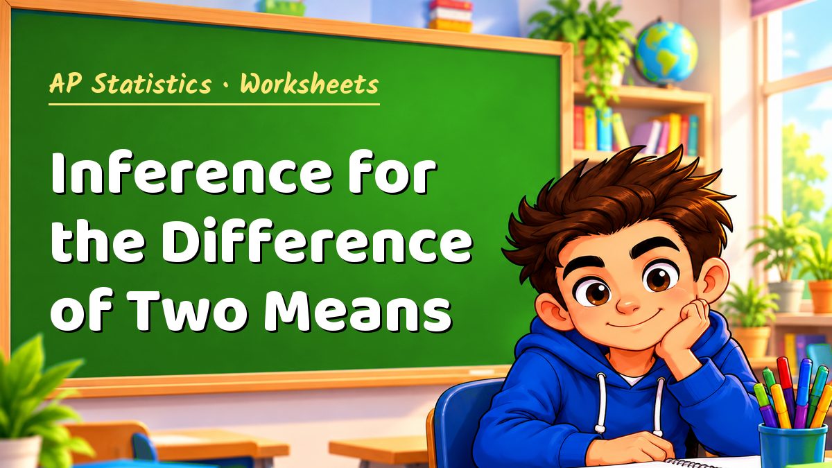 AP Statistics math worksheet: Inference for the Difference of Two Means – Maths PDF