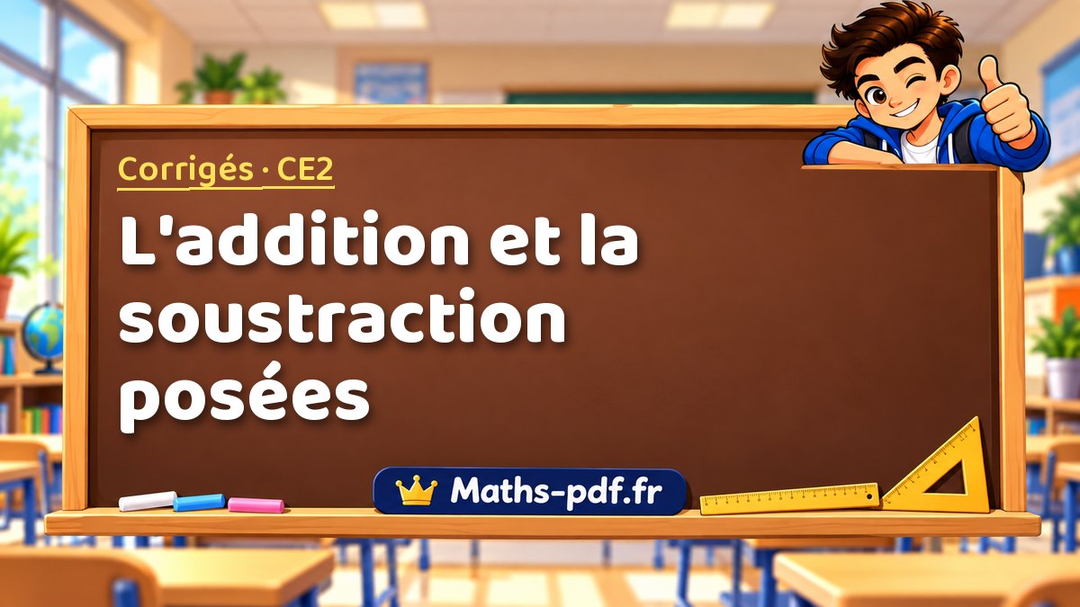 L'addition et la soustraction posées – Corrigé d'exercices de maths niveau CE2 sur Maths-pdf.fr