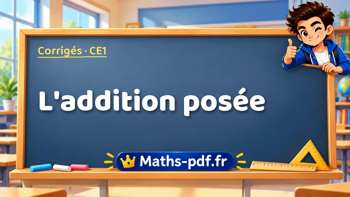 L'addition posée – Corrigé d'exercices de maths niveau CE1 sur Maths-pdf.fr