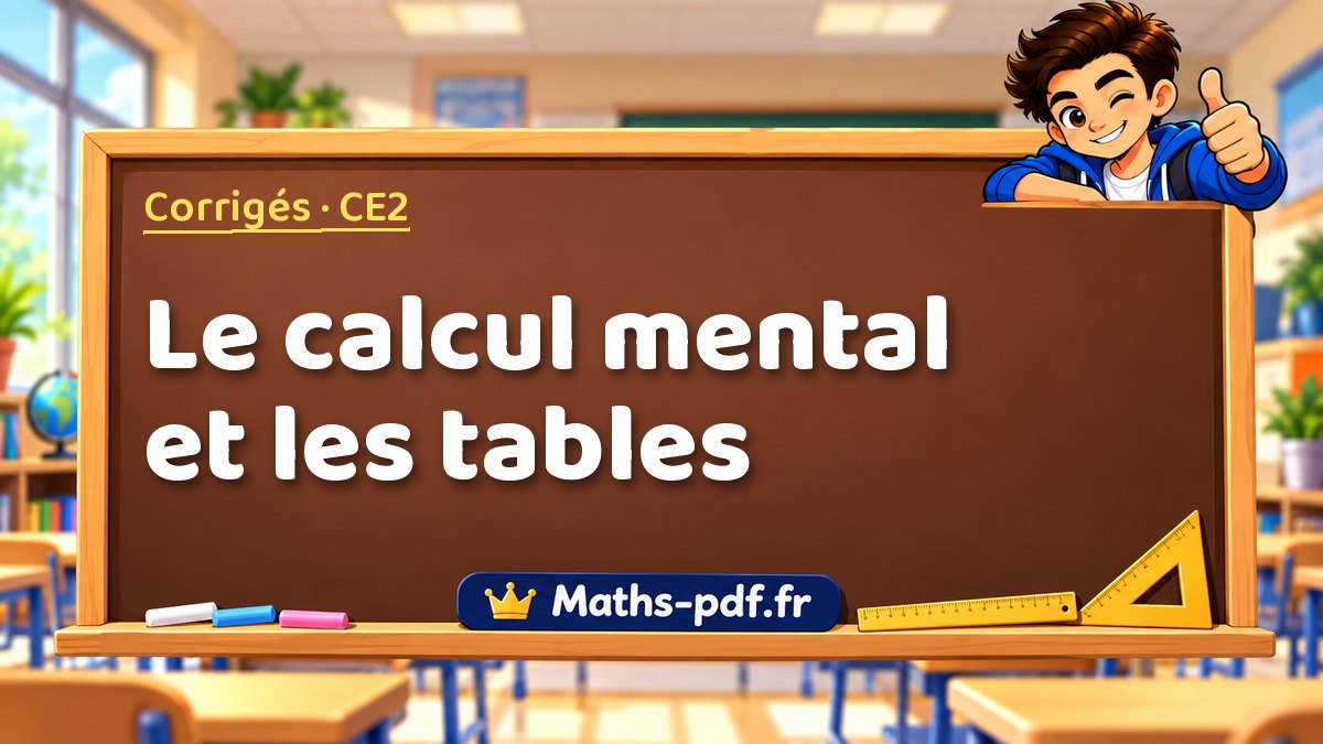 Le calcul mental et les tables – Corrigé d'exercices de maths niveau CE2 sur Maths-pdf.fr