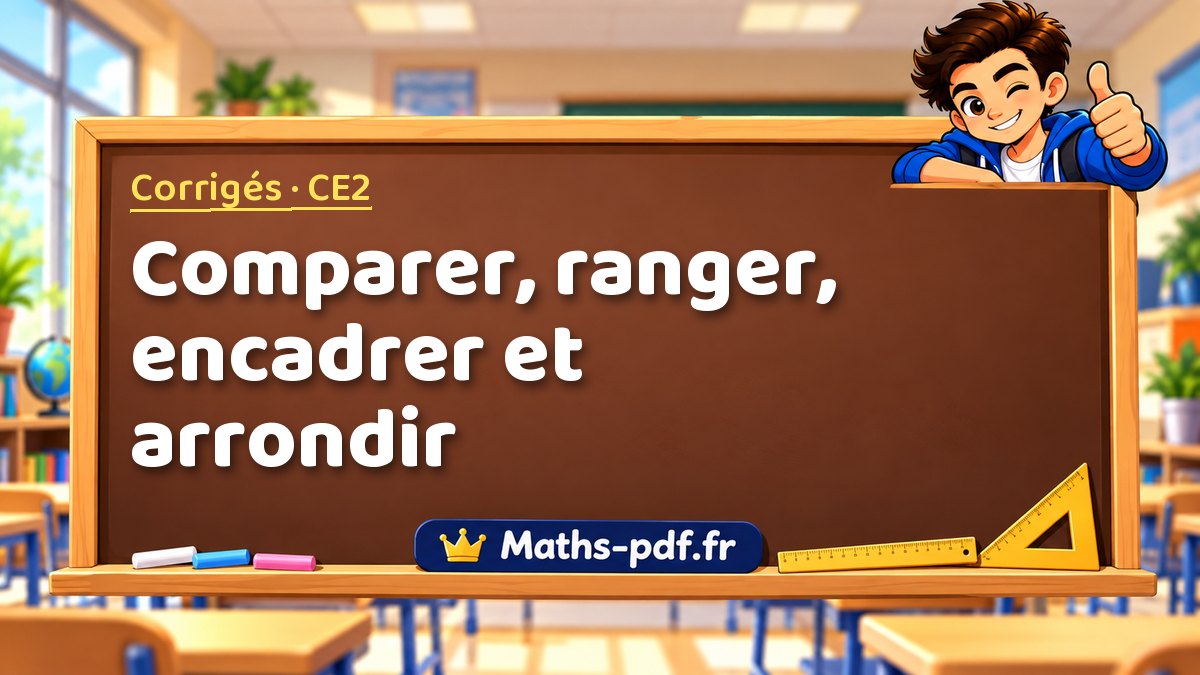 Comparer, ranger, encadrer et arrondir – Corrigé d'exercices de maths niveau CE2 sur Maths-pdf.fr