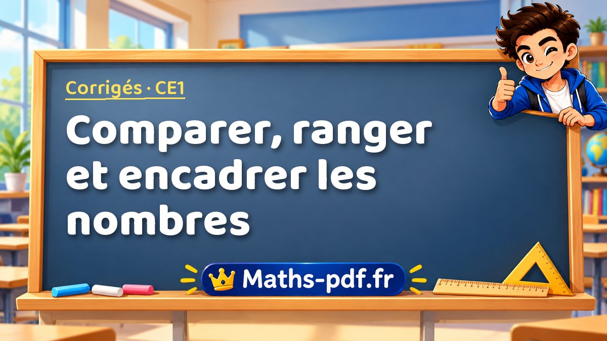 Comparer, ranger et encadrer les nombres – Corrigé d'exercices de maths niveau CE1 sur Maths-pdf.fr