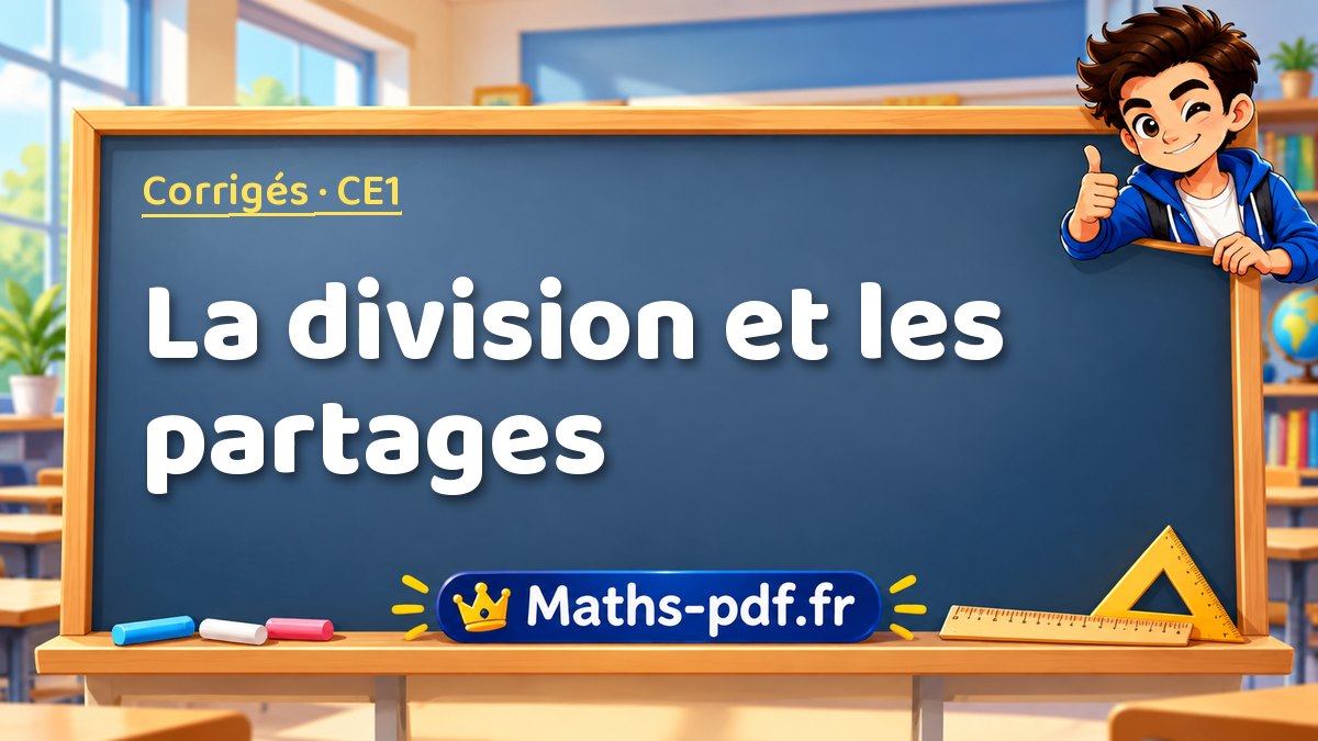 La division et les partages – Corrigé d'exercices de maths niveau CE1 sur Maths-pdf.fr