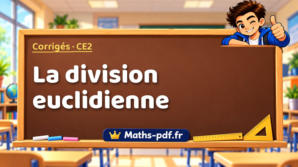 La division euclidienne – Corrigé d'exercices de maths niveau CE2 sur Maths-pdf.fr