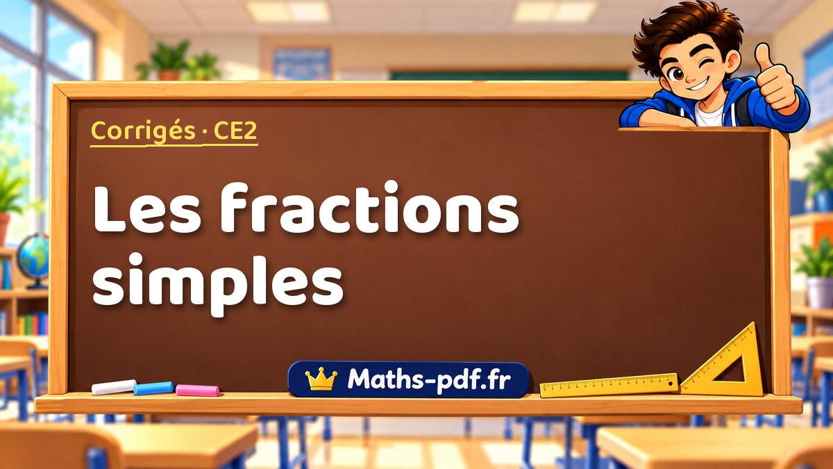 Les fractions simples – Corrigé d'exercices de maths niveau CE2 sur Maths-pdf.fr