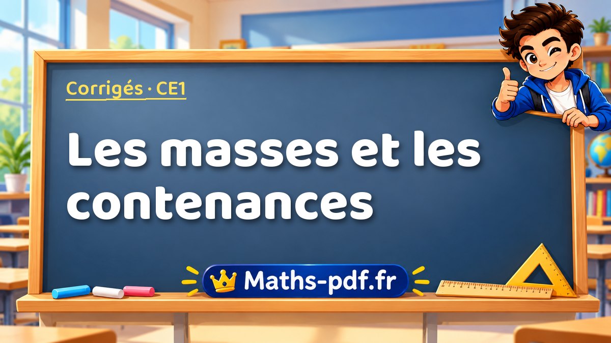 Les masses et les contenances – Corrigé d'exercices de maths niveau CE1 sur Maths-pdf.fr