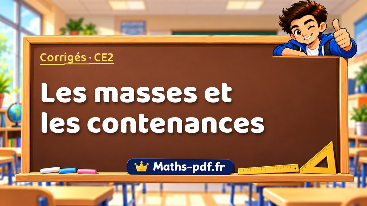 Les masses et les contenances – Corrigé d'exercices de maths niveau CE2 sur Maths-pdf.fr