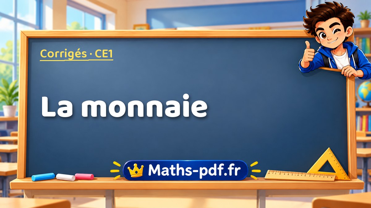 La monnaie – Corrigé d'exercices de maths niveau CE1 sur Maths-pdf.fr