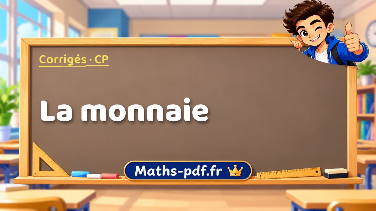 La monnaie – Corrigé d'exercices de maths niveau CP sur Maths-pdf.fr