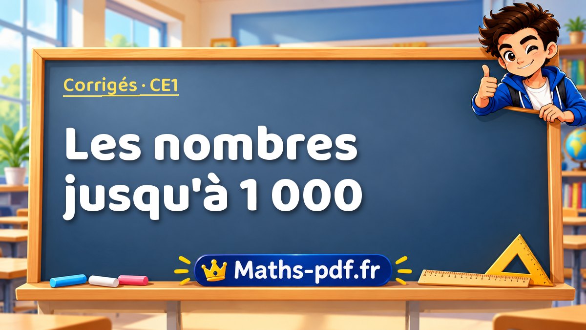 Les nombres jusqu'à 1 000 – Corrigé d'exercices de maths niveau CE1 sur Maths-pdf.fr