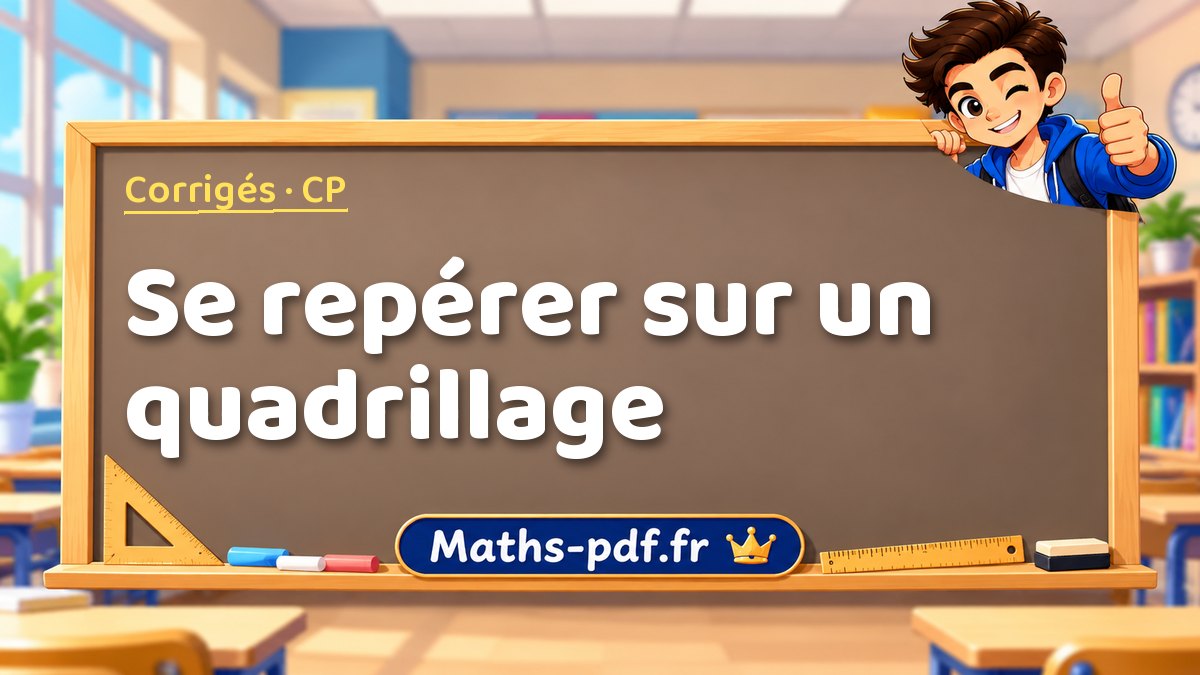 Se repérer sur un quadrillage – Corrigé d'exercices de maths niveau CP sur Maths-pdf.fr