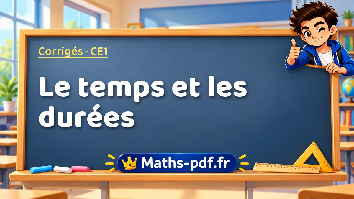 Le temps et les durées – Corrigé d'exercices de maths niveau CE1 sur Maths-pdf.fr