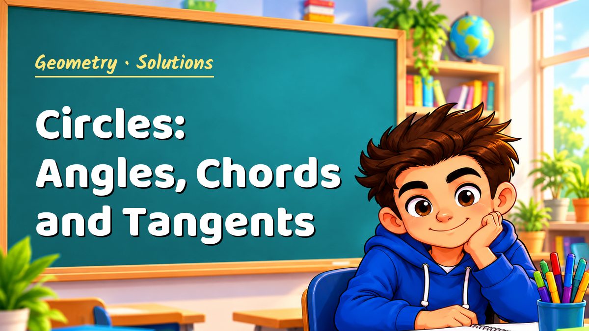 Geometry math worksheet solutions: Circles: Angles, Chords and Tangents – Maths PDF
