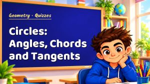 Geometry Circles: Angles, Chords and Tangents Quiz: 10 Questions with Explanations