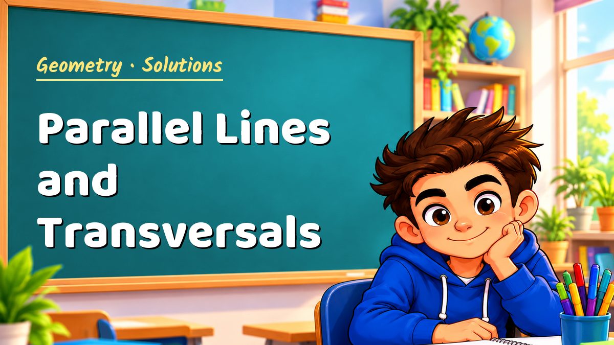 Geometry math worksheet solutions: Parallel Lines and Transversals – Maths PDF