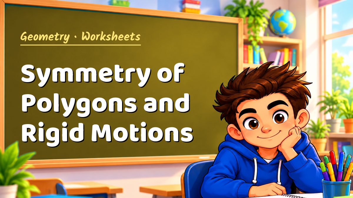 Geometry math worksheet: Symmetry of Polygons and Rigid Motions – Maths PDF