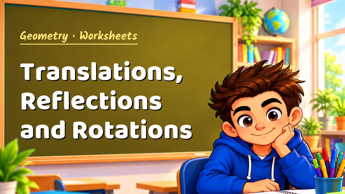 Geometry math worksheet: Translations, Reflections and Rotations – Maths PDF