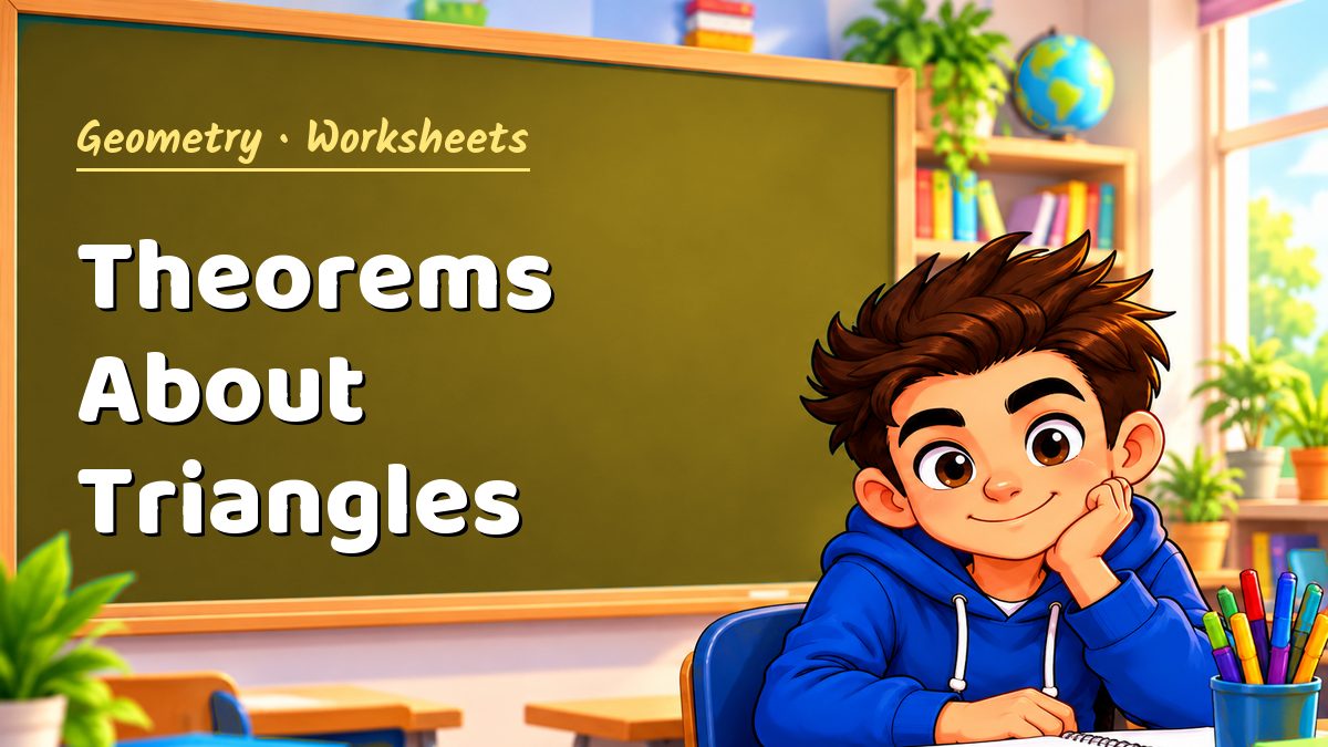 Geometry math worksheet: Theorems About Triangles – Maths PDF