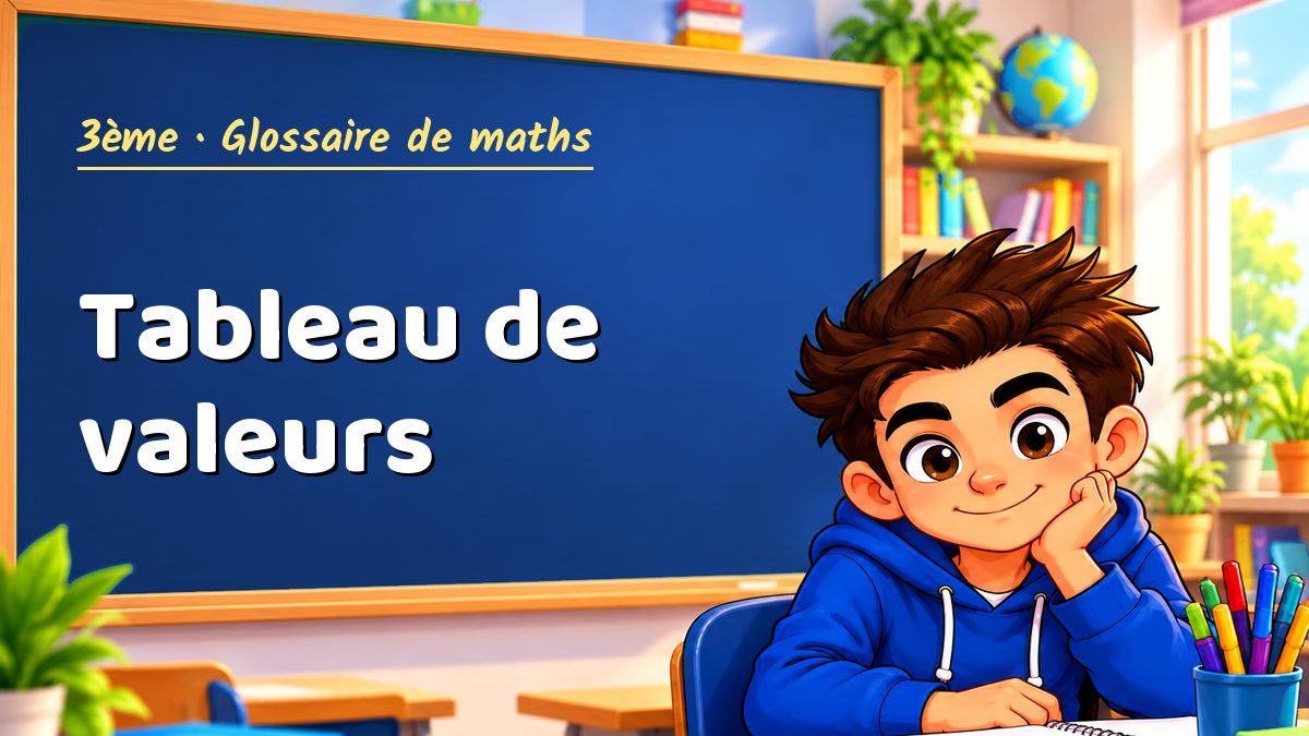 Tableau de valeurs : définition, méthode et exemple corrigé (3ème) – Maths PDF