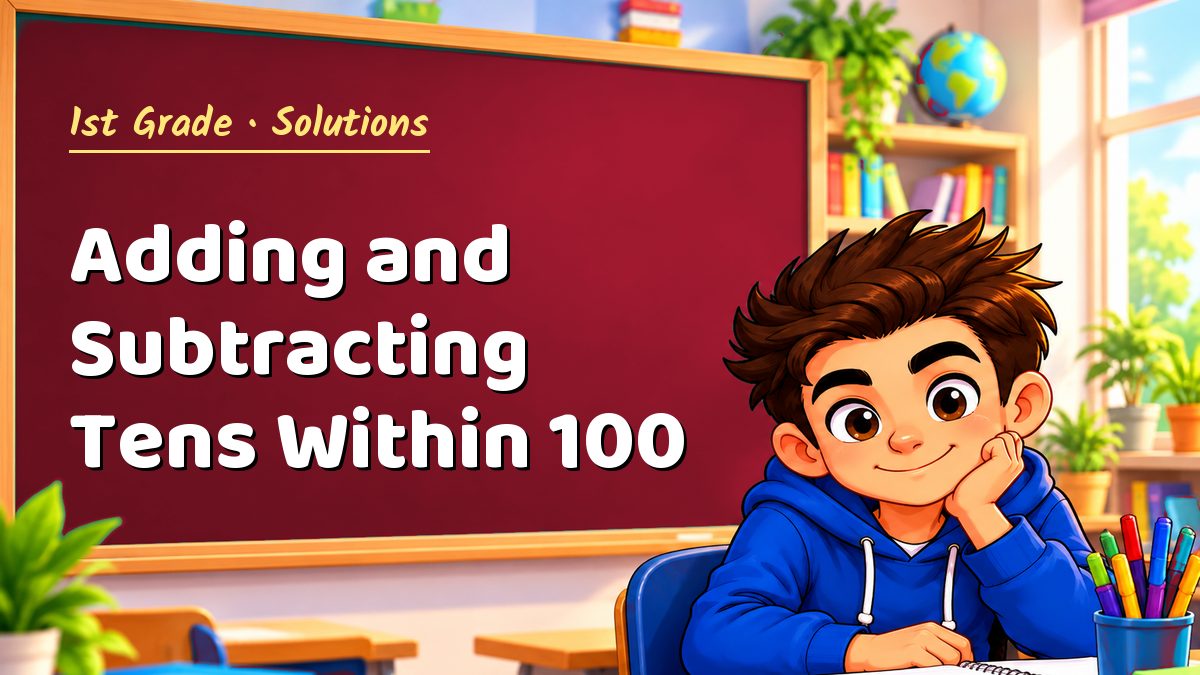 1st Grade math worksheet solutions: Adding and Subtracting Tens Within 100 – Maths PDF