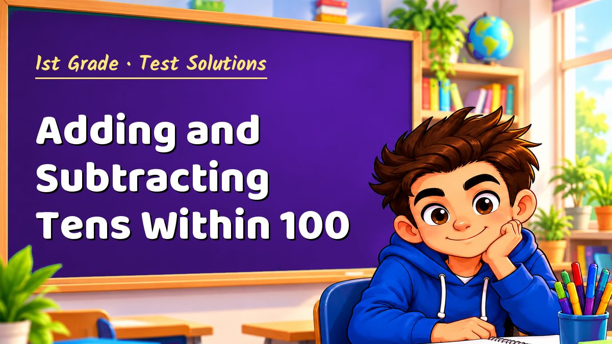 1st Grade math test solutions: Adding and Subtracting Tens Within 100 – Maths PDF