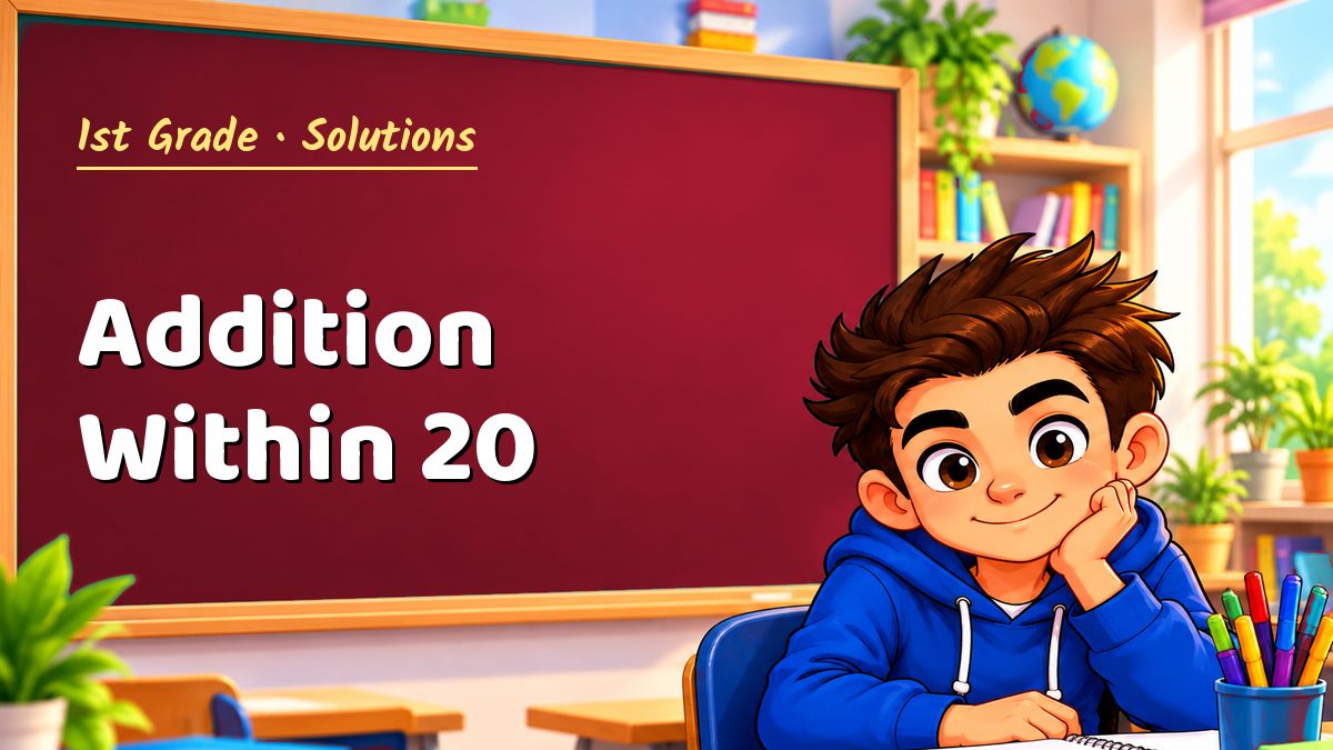 1st Grade math worksheet solutions: Addition Within 20 – Maths PDF