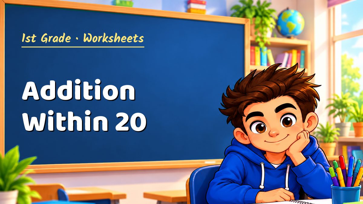 1st Grade math worksheet: Addition Within 20 – Maths PDF
