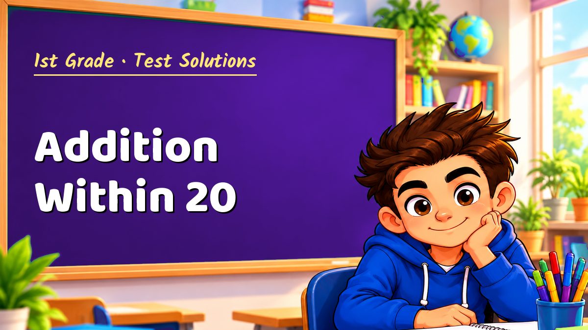 1st Grade math test solutions: Addition Within 20 – Maths PDF