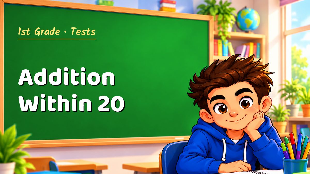 1st Grade math test: Addition Within 20 – Maths PDF