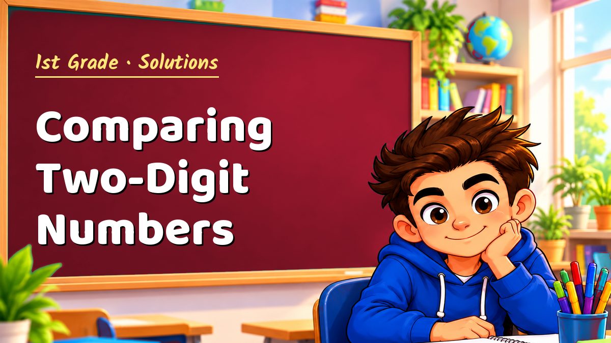 1st Grade math worksheet solutions: Comparing Two-Digit Numbers – Maths PDF