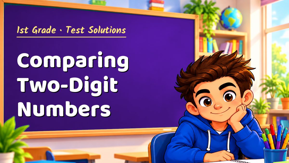 1st Grade math test solutions: Comparing Two-Digit Numbers – Maths PDF