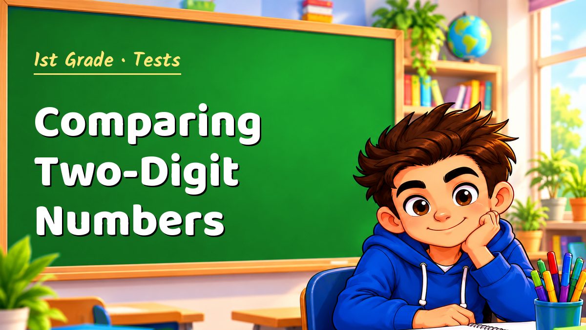 1st Grade math test: Comparing Two-Digit Numbers – Maths PDF