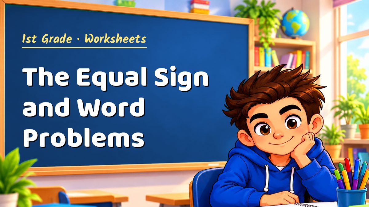 1st Grade math worksheet: The Equal Sign and Word Problems – Maths PDF